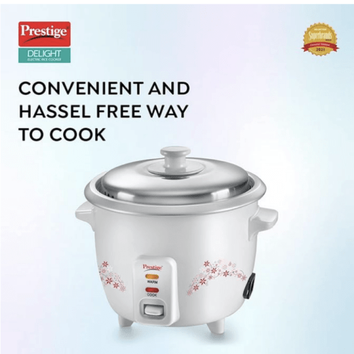 Prestige Delight PRWO 1.0 L Electric Rice Cooker|Detachable power cord|Durable body|Cool touch handles|White|1 year warranty on product & 5 years warranty on heating plate - Image 2